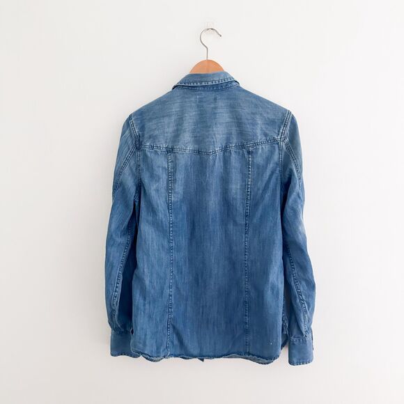 J. Crew Chambray Denim Shirt | Womens Button Front Top | Classic Casual Staple - Picture 2 of 9